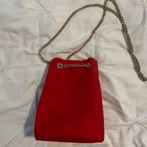Express Red Suede Bucket bag small